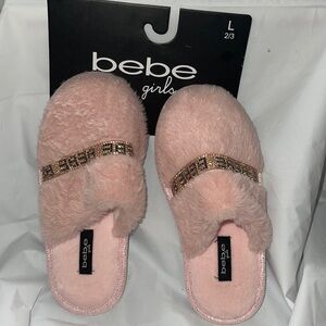 Bebe girls rhinestoned slide in slippers NWT girls size L 2/3